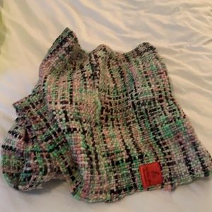 Anthropologie black pink and green snood scarf